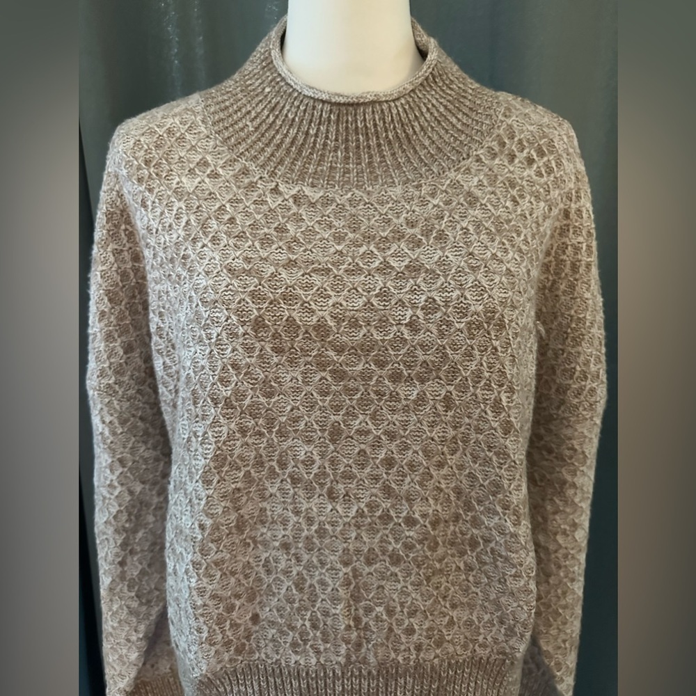 Calvin Klein Jeans Beige double Knitted Sweater with cowl like opening